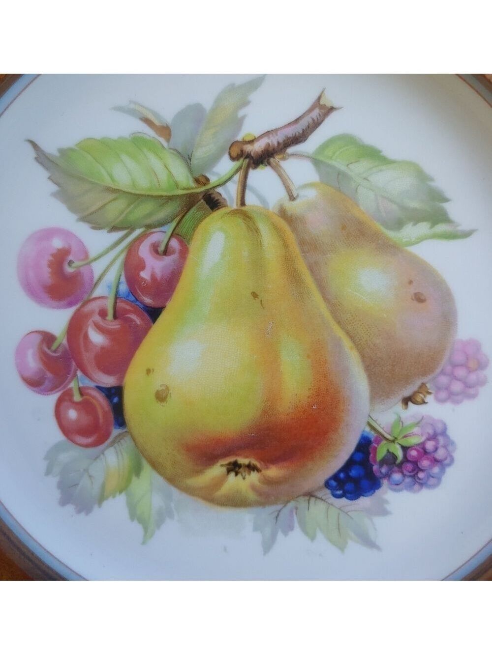 Vintage Copelands Grosvenor Spode English China Fruit Wall Plate Set Wood-Framed - Picture 5 of 17